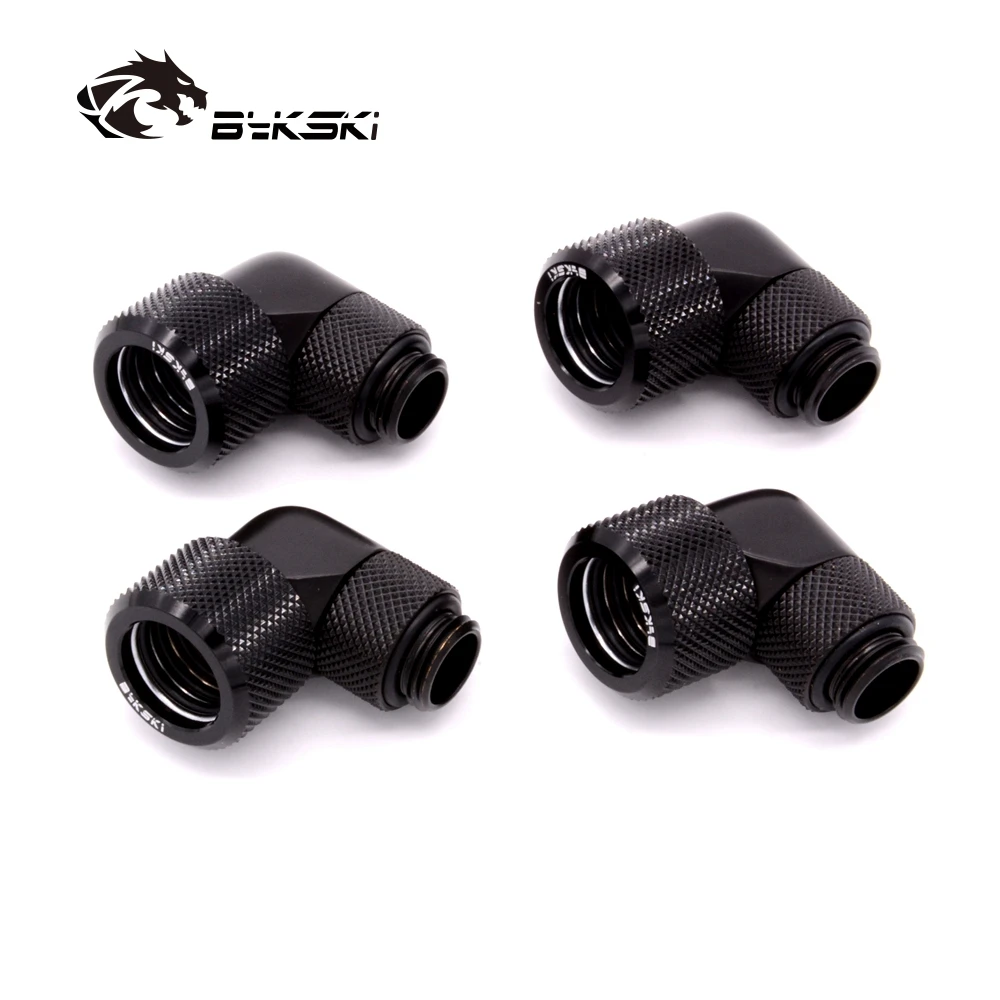 Black Bykski 90 градусов OD12mm/OD14mm/OD16mm роторный фитинг ручной Компрессионный фитинг G1/4 ''труба используется для жесткой/жесткой трубки 4 шт./лот - Цвет лезвия: Black