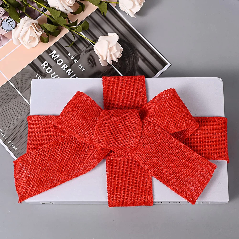 2 Meter bunte Jute-Sackleinen-Sackleinen-Rollen, farbiges Sackleinenband, natürliches DIY-Handwerk, Sackleinenband, Weihnachtsgeschenkverpackung – Detail 12