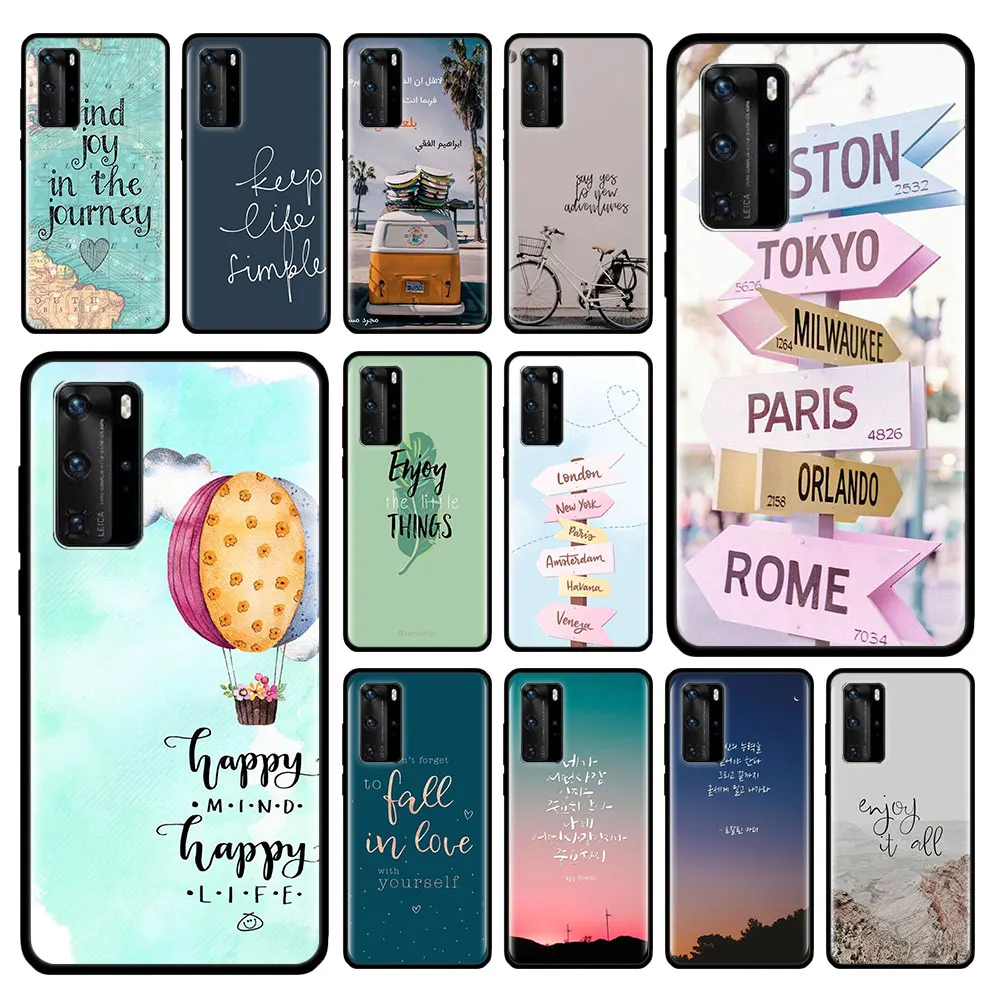 Proverb Phrase Motto Case for Huawei P20 P40 Lite E P30 Pro P10 P Smart Z Plus 2019 Black Silicone Phone Shell Cover | Мобильные