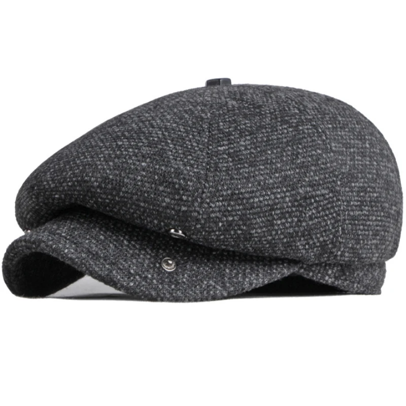 HT3747 Beret Men Women Autumn Winter Hat Octagonal  Cap New Warm Artist Painter Wool Beret Hat Male Female Flat Beret Cap 2