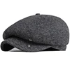 HT3747 Beret Men Women Autumn Winter Hat Octagonal  Cap New Warm Artist Painter Wool Beret Hat Male Female Flat Beret Cap 2