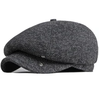 HT3747 Beret Men Women Autumn Winter Hat Octagonal  Cap New Warm Artist Painter Wool Beret Hat Male Female Flat Beret Cap 2