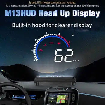 

TiOODRE Car Monitor M13 Car HUD Head Up Display OBD2 II EUOBD Overspeed Warning System Projector Auto Electronic Voltage Alarm
