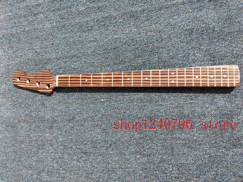 4 string zebrawood electric bass guitar neck natural color