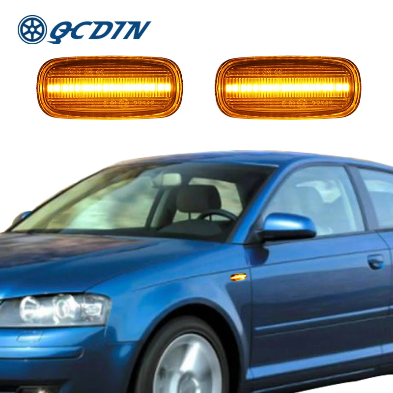 

QCDIN 2PCS For Audi A3 S3 8P Turn Signal Light LED Side Marker Light Blinker For A4 S4 RS4 B6 B7 2000-2005 A6 S6 RS6 C7