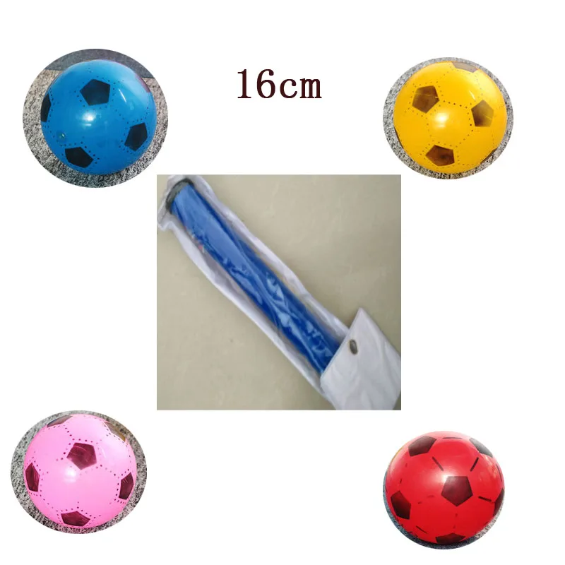 New Inflatable football kids favorite ball inflatable children toys kindergarten pat ball sports ball inflatable tube - Цвет: 16cm Ball air pump