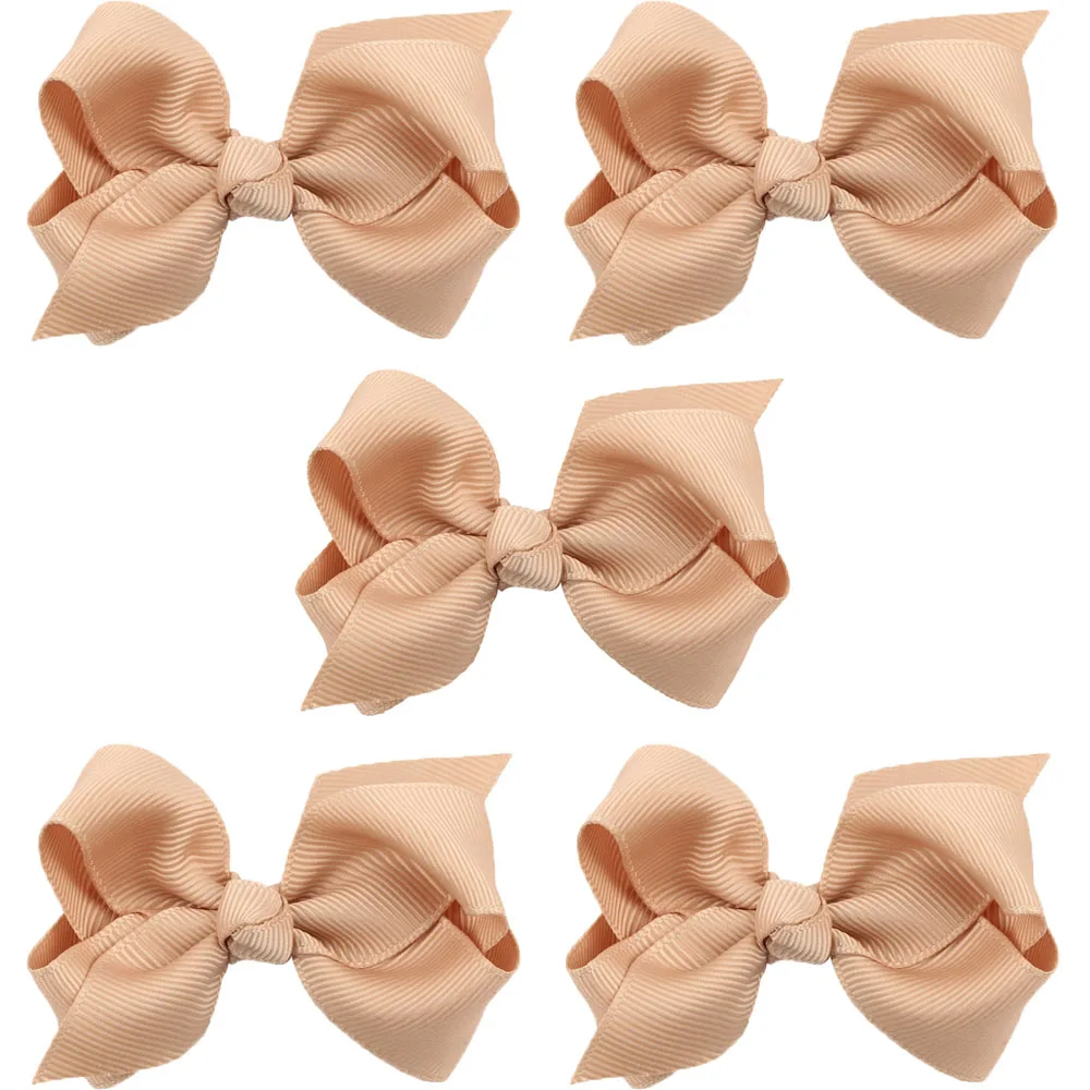Champagne-5 PCS 5 шт., милые заколки для маленьких девочек, банты, ленты, заколки для волос, твердые аксессуары для волос - Цвет: Champagne-5 PCS