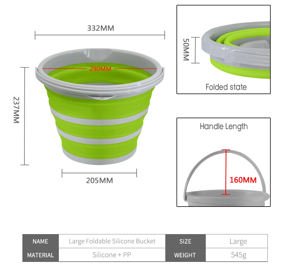 XYj Силиконовое складное ведро, большое складное ведро для рыбалки, кемпинга, автомобиля, портативное складное ведро для хранения