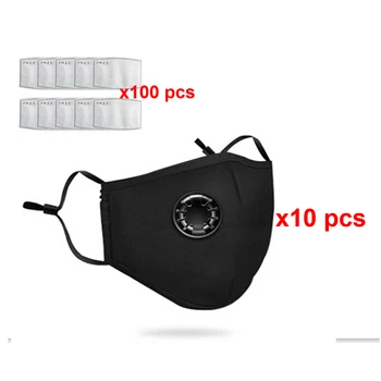 

10 Pcs Mask+100 Filters Protect Mask Dust Mask Respirator Anti-pollution Anti-smog PM2.5 Washable Reusable Face Masks For Riding