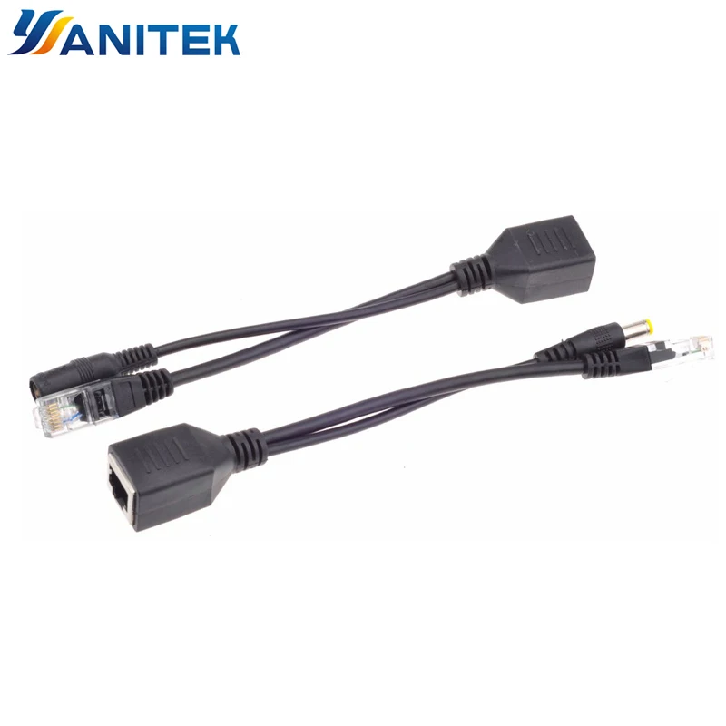 Divisor de Cable pasivo PoE, potencia sobre Ethernet, Kit de Cable de inyector, adaptador PoE, Cable adaptador PoE DC 12V