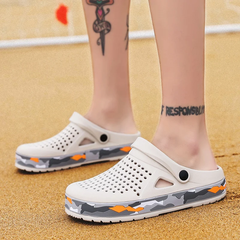 

Summer Men's Clogs Quick Dry Casual Home Slippers Male Garden Shoes Beach Sandals Mules Antiskid Bathroom Slippers Flip Flops