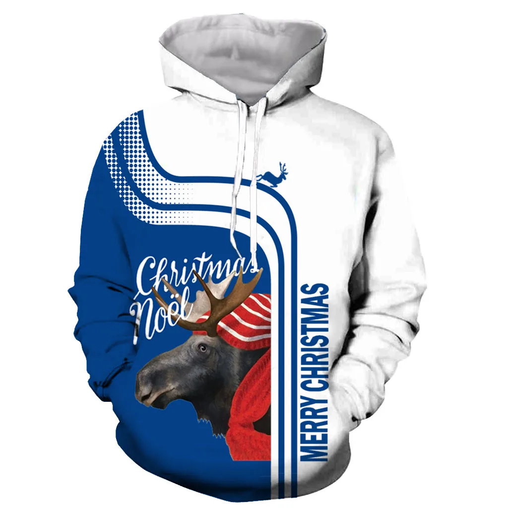 Christmas deer Funny New Fashion Long Sleeves 3D Print Zipper/Hoodies/Sweatshirts/Jacket/Men/women | Мужская одежда