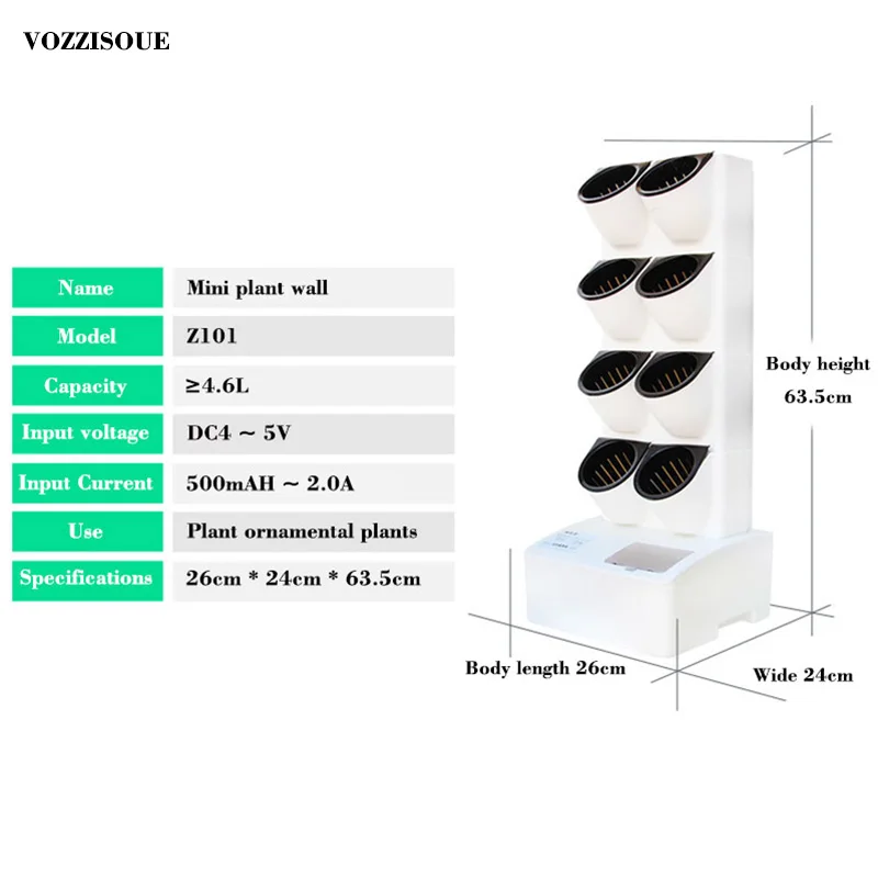 Комнатный садовый самополивающийся горшок, умный садовый горшок, вертикальный цветочный горшок, настенные пластиковые садовые горшки, гидропонные системы - Цвет: 4L
