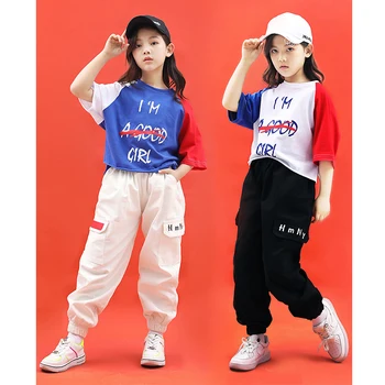 

Cool Fashion Teenagers Hip Hip Clothes Set for Boys Girl Cotton T-Shirt & Cargo Pants 2PC Korean Style Kids Street-Wear Suit Set