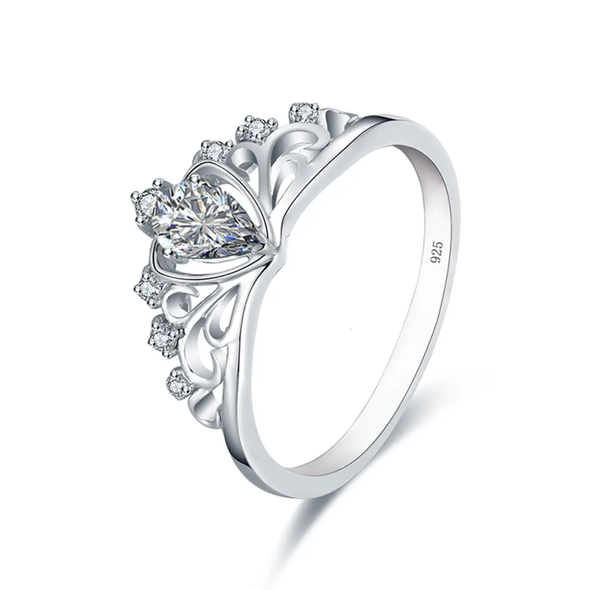 

Real 0.5 Carat D Color Moissanite Crown Rings For Women 100% 925 Sterling Silver Sparkling Wedding Party Classic Fashion Jewelry