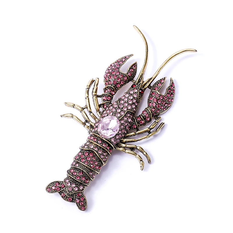 Luxury Marine Life Brooches And Lobster Lady Fish Pin Crayfish Enamel Seahorse Clip Accessories
