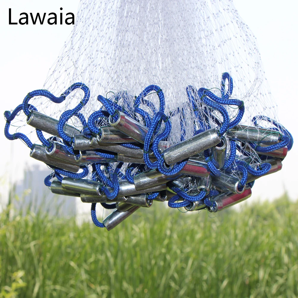 

Lawaia Fishing Net Fly Catch Casting Net American Hand Casting Net Have Sinkers Sports Hand Throw Network Diameter 2.4m-7.2m