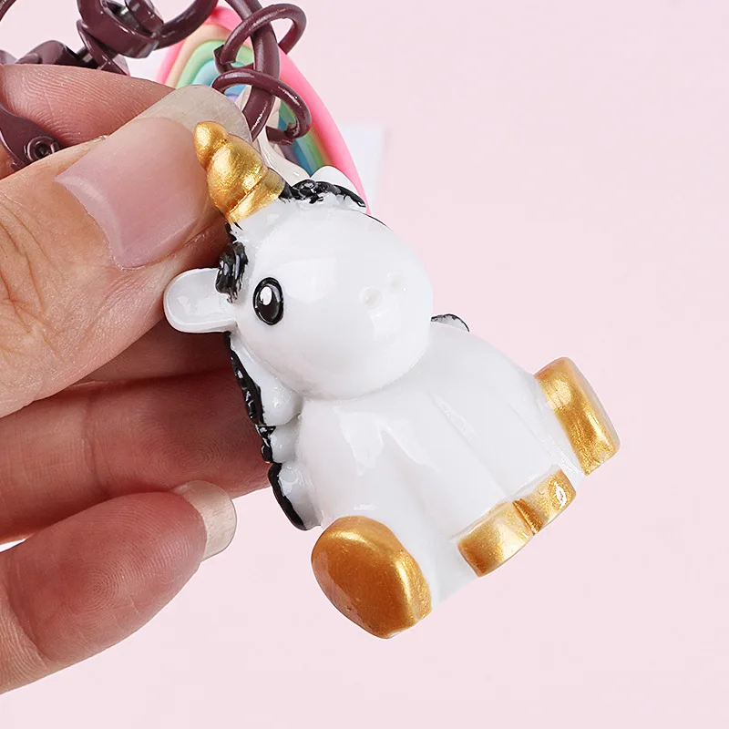 Милый мультяшный брелок Лошадь Единорог Радуга облака Очаровательная подвеска для сумок автомобильный брелок конфетный цвет цепочка для ключей вечерние подарки