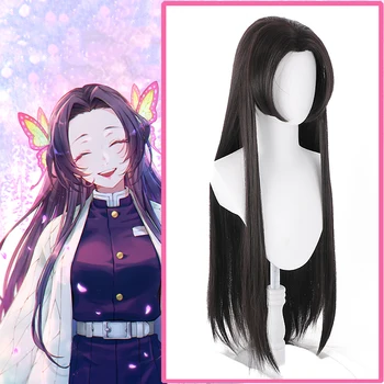 

Anime Comic Demon Slayer Kimetsu no Yaiba Cosplay Wigs Kochou Kanae Cosplay Wig Heat Resistant Synthetic Wig Black Long Wigs