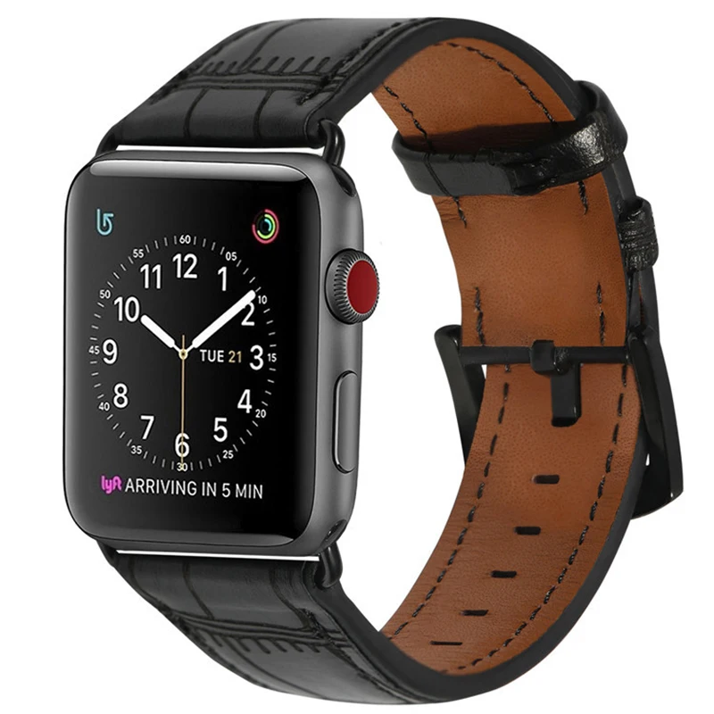 7 цветов, Бизнес кожаный ремешок для наручных часов Apple Watch, версии 4 серии мужские кожаные простые часы ремешок для iwatch 38 мм 40 мм 42 44 мм