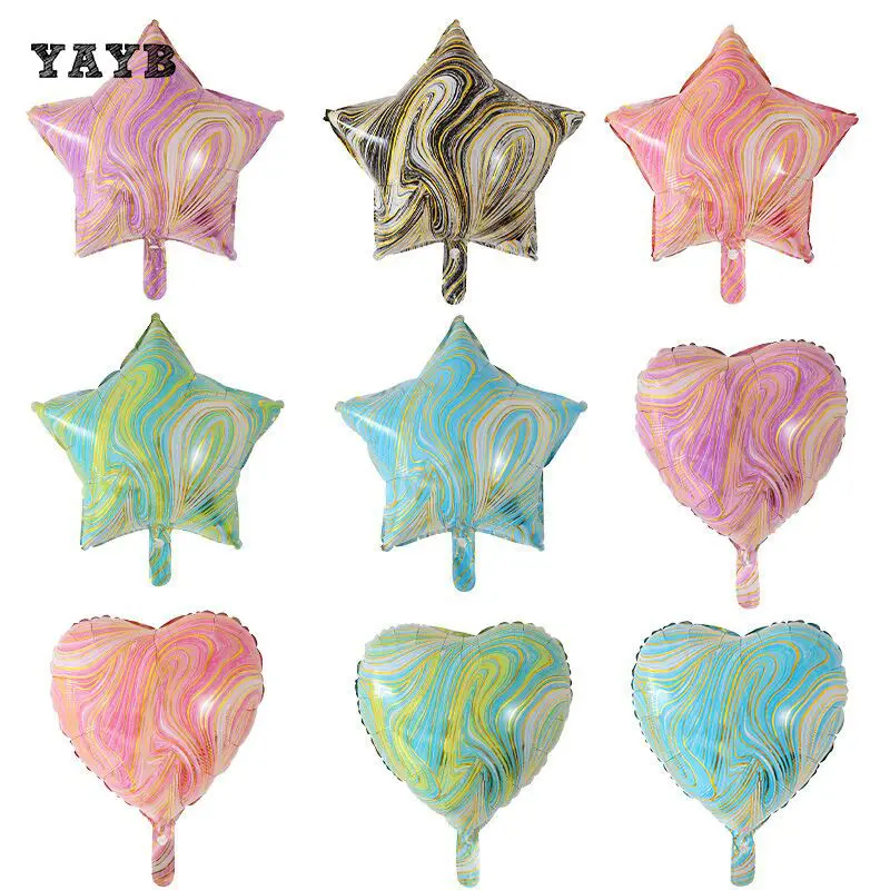

50Pcs 18Inch Agate Star Balloons Colorful Heart Air Globos Wedding Birthday Party Decorations Baby Shower Supplies Kids Toy Gift