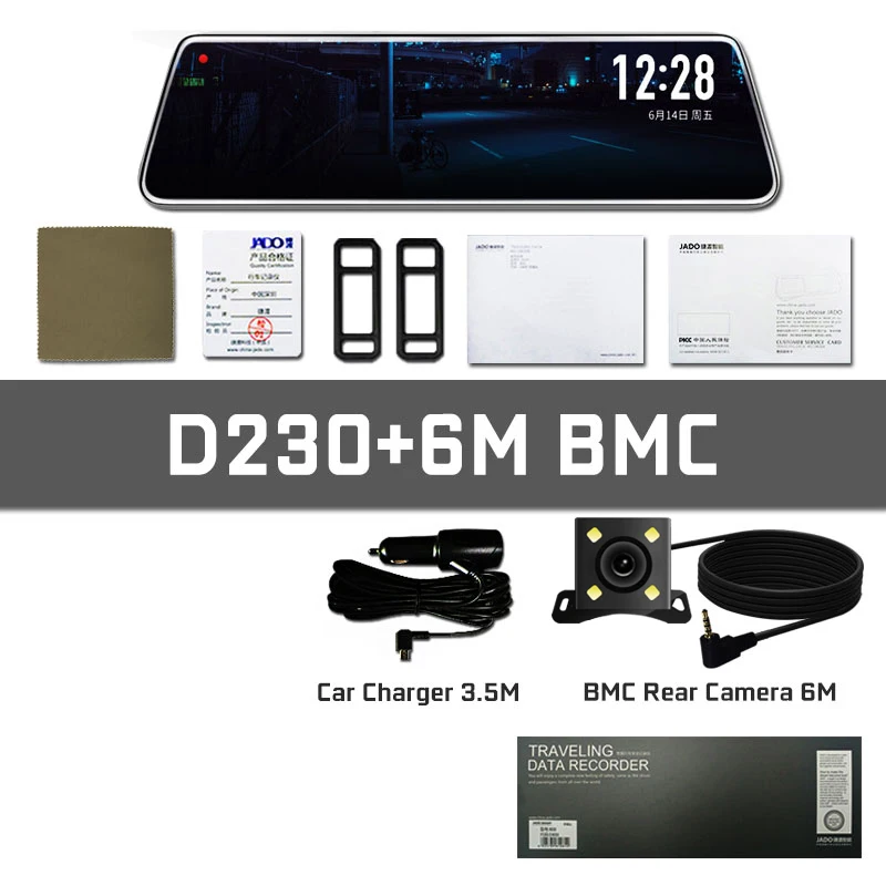 JADO D230 потоковое зеркало заднего вида Dvr видеорегистратор era avtoregigstrator 10 ips сенсорный экран Full HD 1080P Автомобильный видеорегистратор dash cam - Название цвета: D230 6MBMC