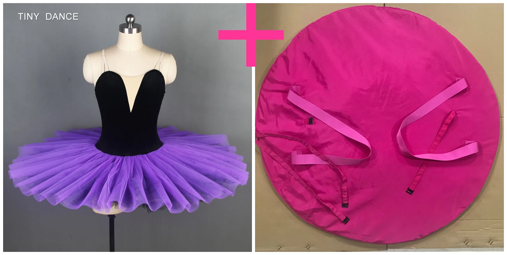 tutu and pink bag Предварительно профессиональная балетная танцевальная юбка-пачка, эластичный бархатный лиф с v-образным вырезом, балетная плиссированная пачка для девочек и женщин, 11 размеров, BLL093 - Цвет: tutu and pink bag