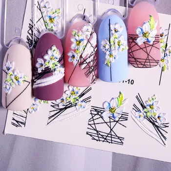 

5D Flower Totem Pattern Nail Sticker Plant Design Transfer Decals Decoration DIY Tips Papers Wraps Nail Art Accessories