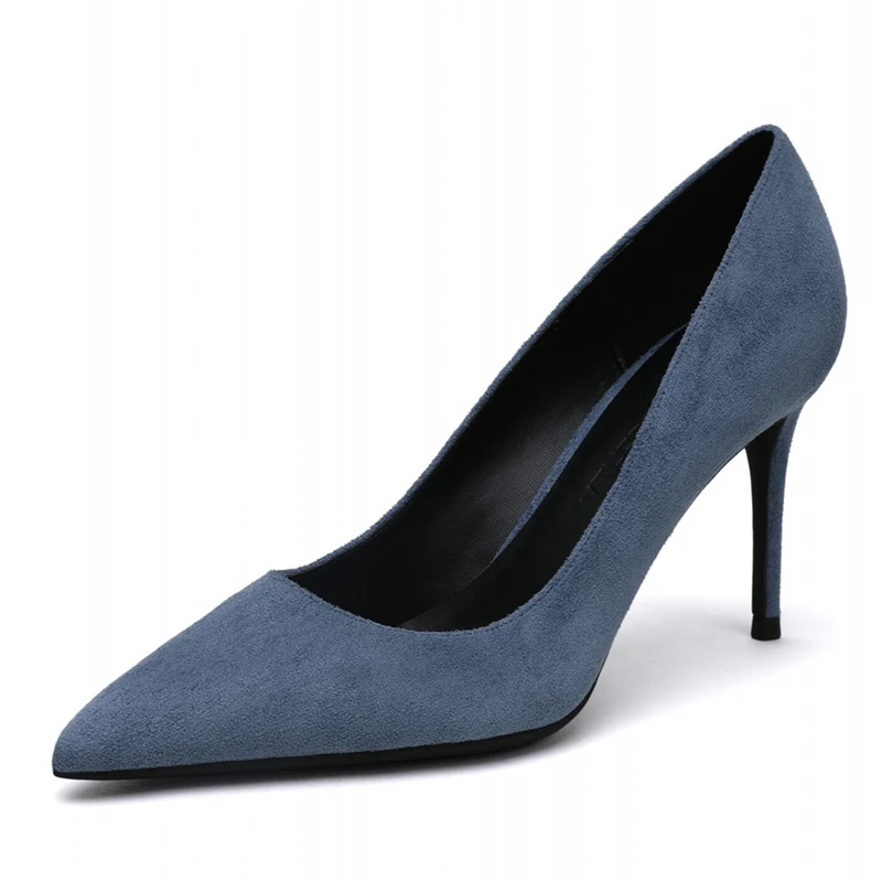 

New Arrivals 2020 Kid Suede Summer Pumps Woman Shoes Thin High Heels Pointed Toe Office Lady Pumps Women Shoes D0028