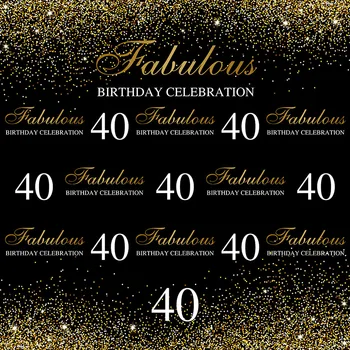 

Celebration 40th birthday party Photo background fabric glaring black Photography backdrop for Photography Studio props lv-1393