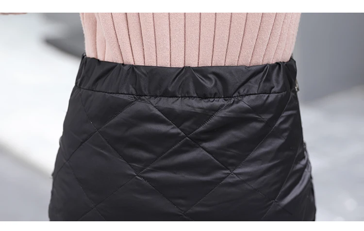 2XL Горячая пуховая хлопковая юбка Для женщин зимние размера плюс с отделкой бисером с застежкой-молнией и Обёрточная бумага юбка пальто, длинное теплое пальто по колено женские юбки элегантный