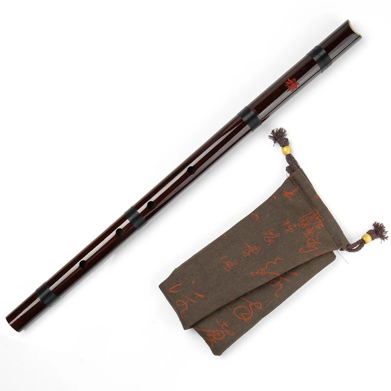 D Key Bamboo Shakuhachi Flute Holes Brown Black Japanese Musical