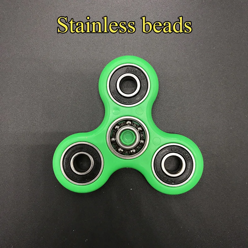 green 7 Цветов керамика Бусы Tri-Spinner Пластиковые EDC Руки Спиннер Для Аутизма и СДВГ волнуются спинер Долгое Время Анти стресс Игрушки - Цвет: green