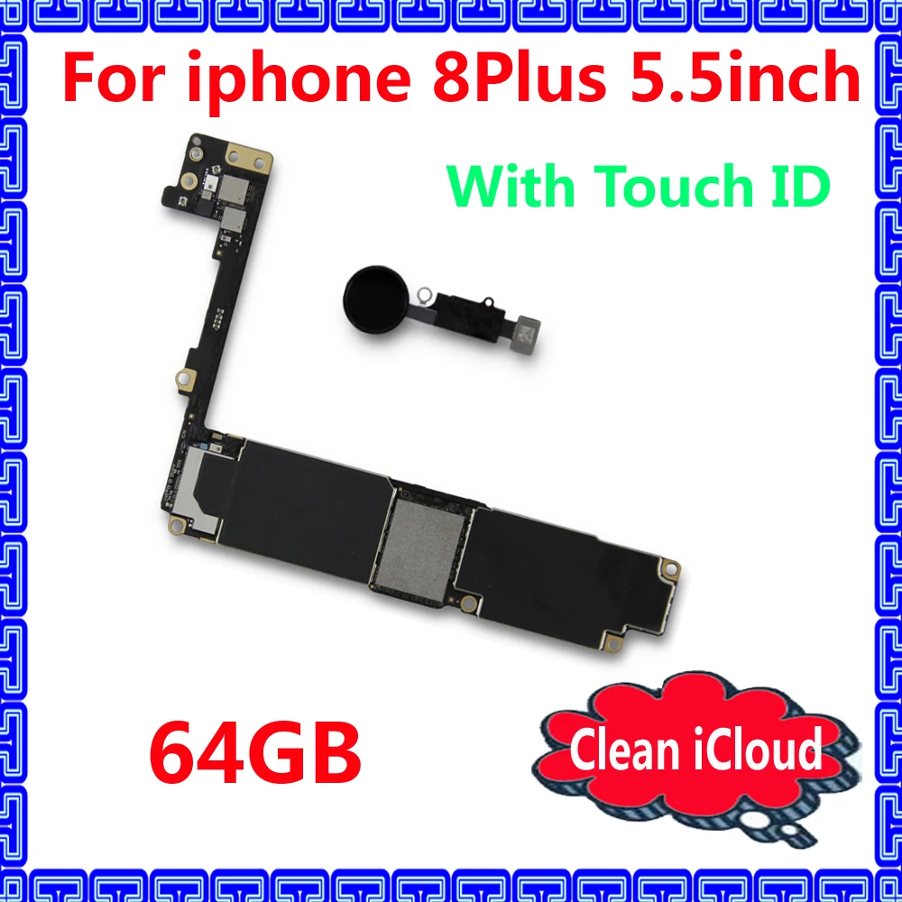 

good working original motherboard for iphone 8 Plus with / without touch ID,64gb unlocked mainboard IOS system for iphone 8Plus