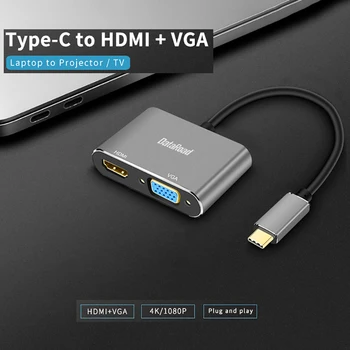 

DataRoad Mini VGA HDMI To Type C 4K For Macbook Adapter Docking Station Audio Video Converter For Laptop To Projector Samsung