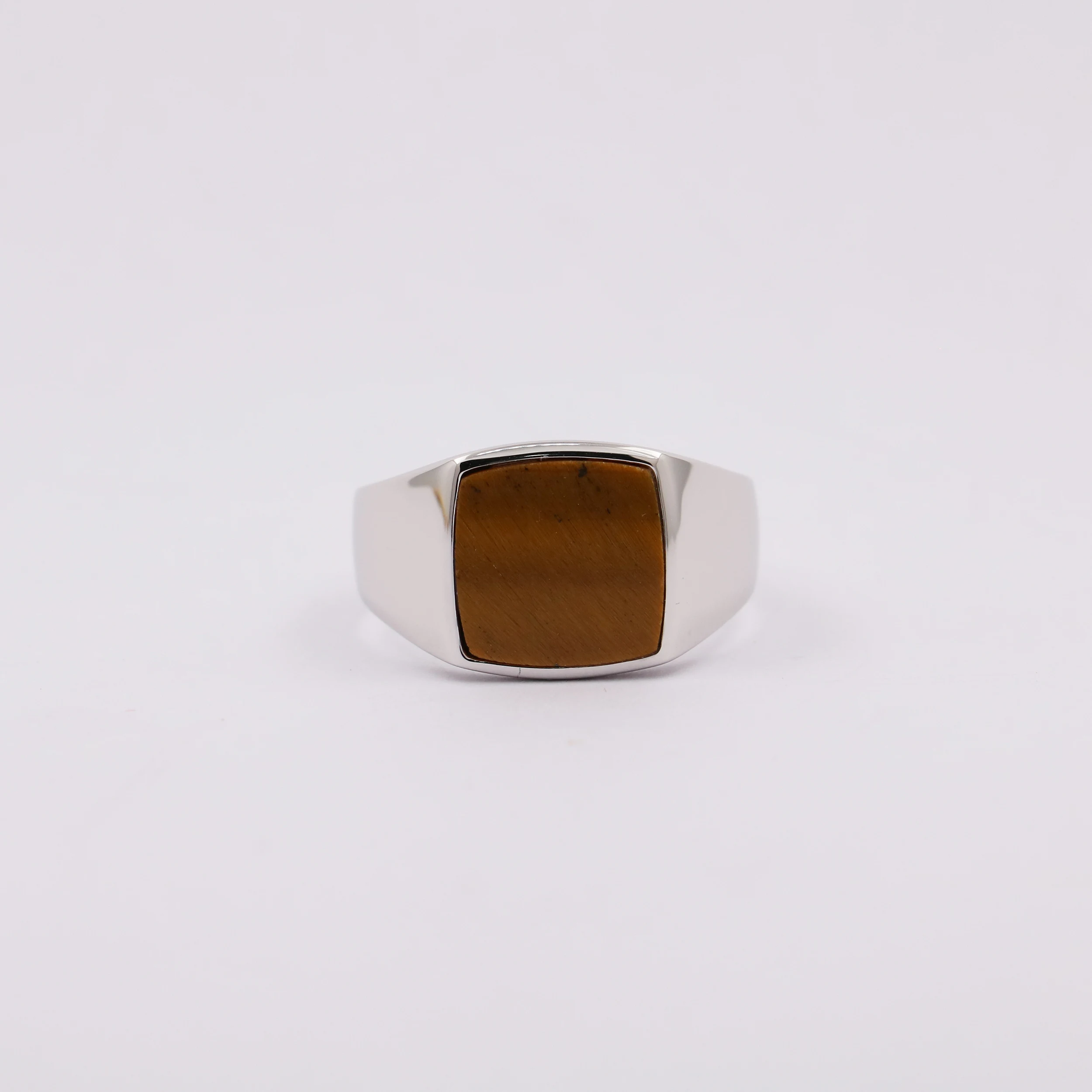 Pure Silver Tiger's eye Signet Ring For Men