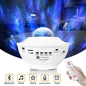 

Colorful Starry Sky Projector Blueteeth USB Voice Control Music Player LED Night Light Projection Lamp Halloween Atmosphere Led