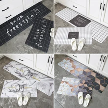 Nordic net red kitchen floor mat oil-proof waterproof strip anti-skid foot mat into doorway mat household carpet