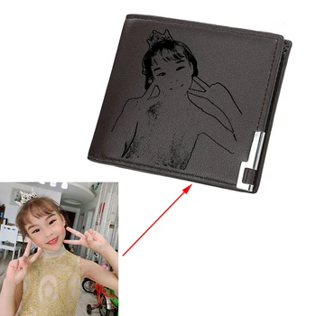 

Customized Picture Wallet PU Leather Short Simple Fashion Diy Personalized Photo Picture Wallet Gift Wallet For Lovers or Family
