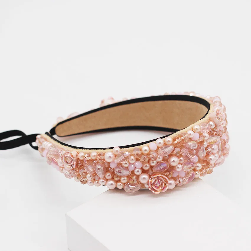 Luxury Vintage Baroque Headband Crown Full Crystal Rhinestone Flower Hairbands Wide Hair Hoop Wedding Hair Accessories For Women