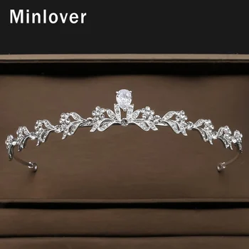 

Minlover Rhinestone Flower Wedding Tiara and Crown Crystal Birthday Headband Bride Hair Accessories Party Headpiece HG245