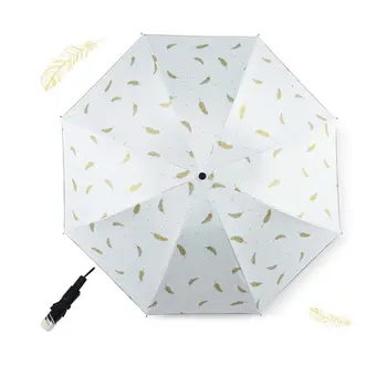 

Windproof Mini Feather Umbrella Rain Women Durable Folding Sun Umbrellas Portable Sunscreen Female Parasol