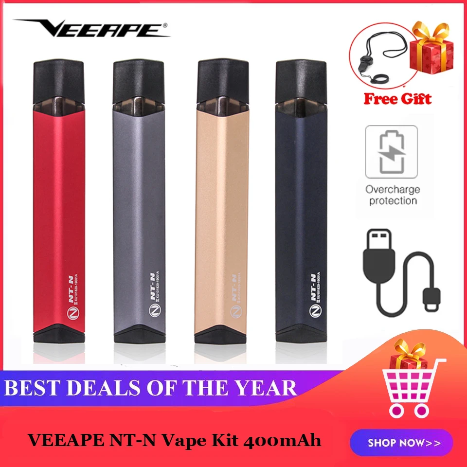 Veeape NT N Vape Pod Комплект 400 мАч испаритель с 1 2 мл Ёмкость перезаправляемый картридж