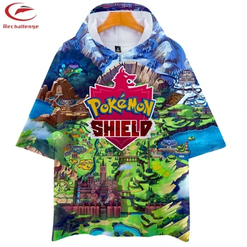 

Pokemon Sword And Shield Hooded T-shirt 3D Printed Women/Men Fashion Summer Short Sleeve Tshirt 2019 Harajuku Streetwear T Shirt