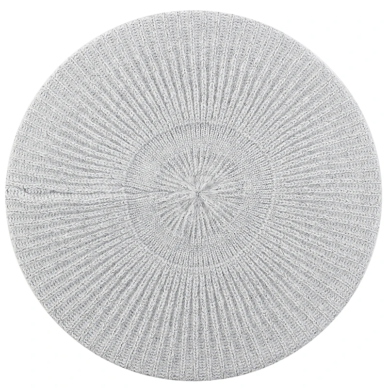 light gray Geebro, модный шерстяной берет, шапка, одноцветная, громоздкая, зимняя, во французском стиле, кашемировая шапочка, шапки для девочек, женщин, женщин, взрослых - Цвет: light gray