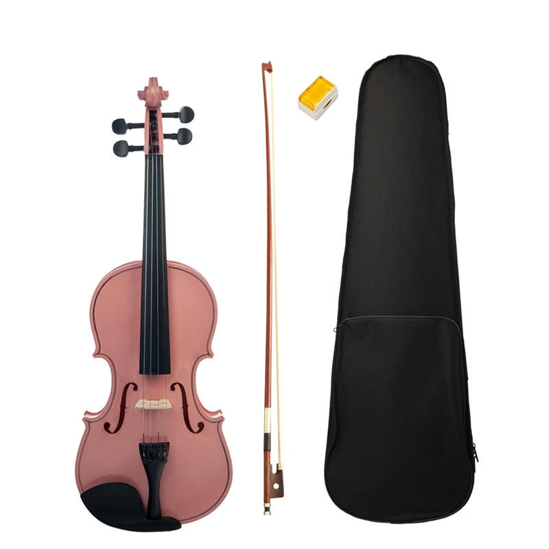 

4/4 Full-Size Pink Acoustic Violin Violin Craft Violin with Beginner Bow Rosin Violin