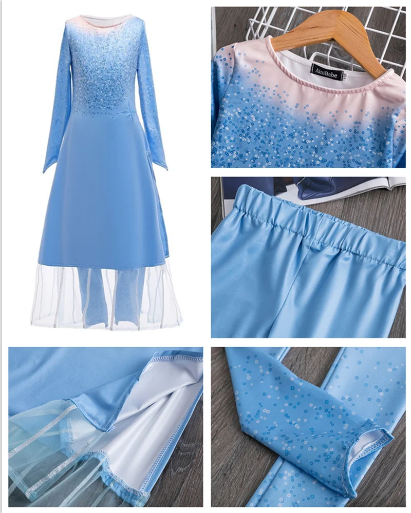 Fancy Girl Princess Dresses Sleeping Beauty Belle Beauty and the Beast Cosplay Costume Elsa Anna Dress Children Party Clothes