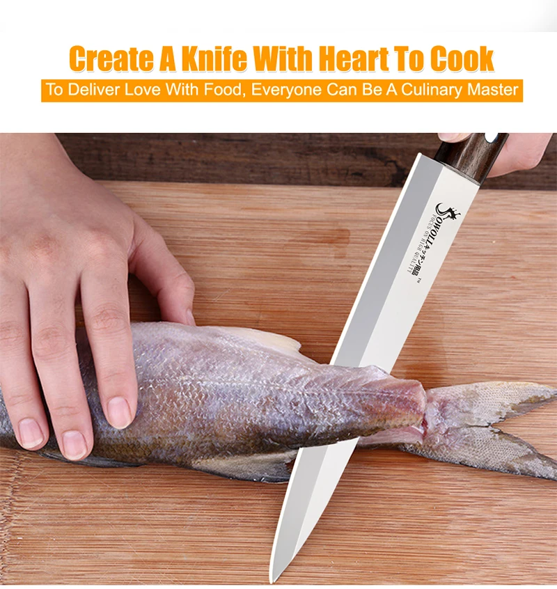 Кухонный нож 440A 8 дюймов, японский профессиональный нож сашими, ножи для суши, лосося, с деревянной ручкой, из нержавеющей стали, Кливер, инструменты для приготовления пищи