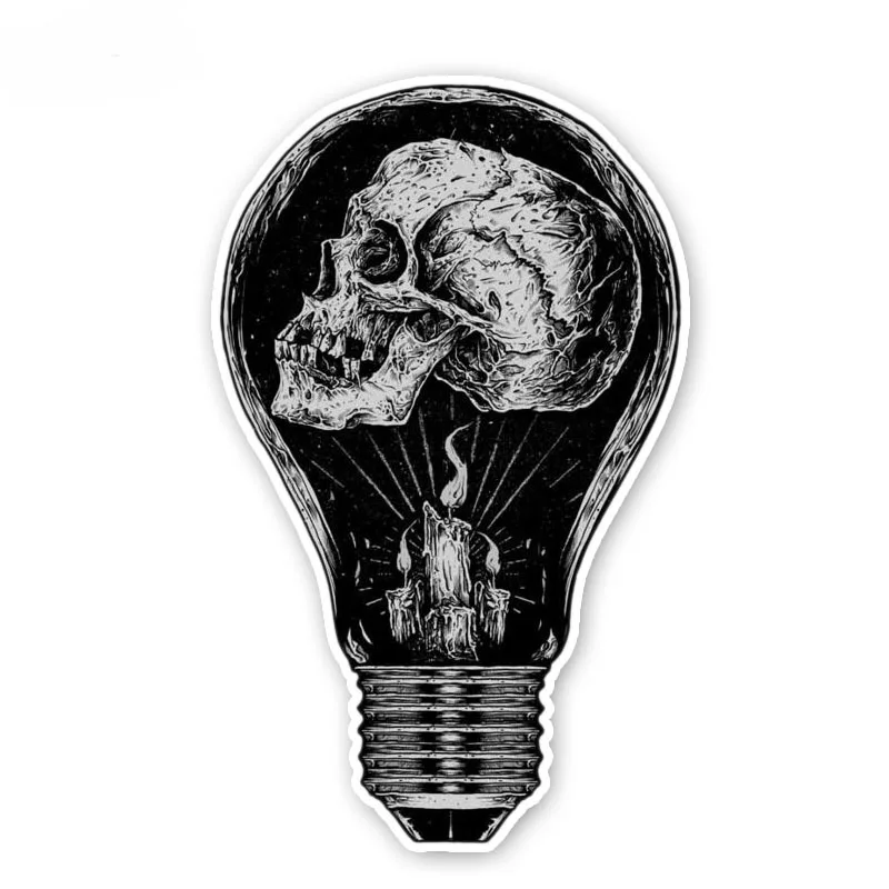 

DAWASARU Car Styling Light Bulb Skull Car Window Body Motorcycle Car Sticker Weird Waterproof Sunscreen Custom Sticker 8CM*14CM