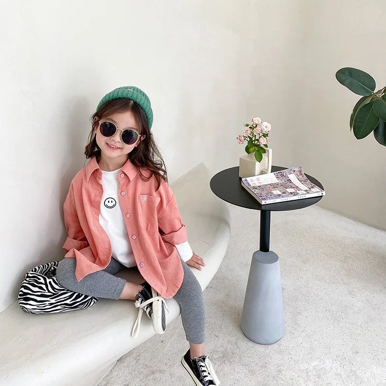 Camisa de Veludo Fino das Crianças Cabolsa de Lapela Topo de 1-11year Outono Coreano Menino Camisa Fina Jaqueta Menina Casual Criança 8975 2022 6 High Quality Mamãe e Bebê